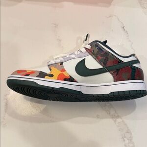 Nike Multicolor Camo Sneakers with Dark Green Swoosh